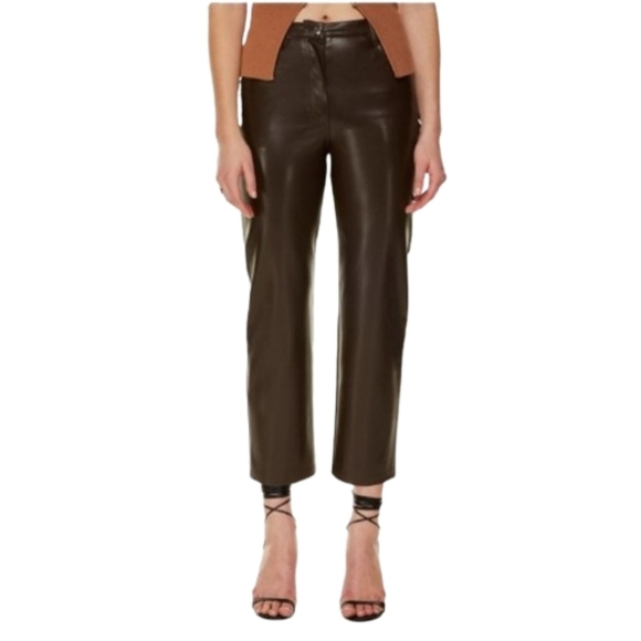 Aritzia Wilfred The Melina Vegan Cropped Pant in Rich Mocha Brown Women's Size 4 - Picture 3 of 16